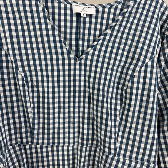 Universal Standard for J. Crew gingham plaid tie sleeve tunic top - Picture 5 of 11